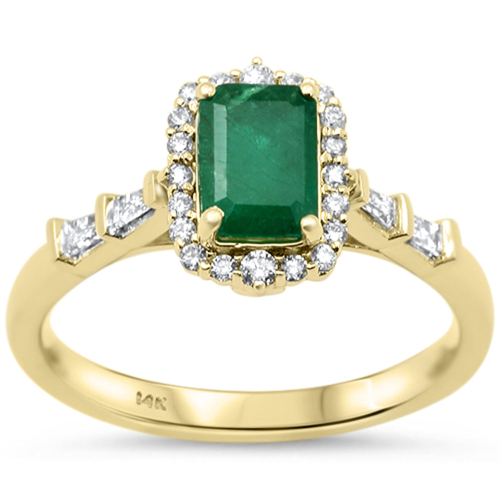 .95ct G SI 14K Yellow Gold Diamond & Emerald Gemstone Ring Size 6.5