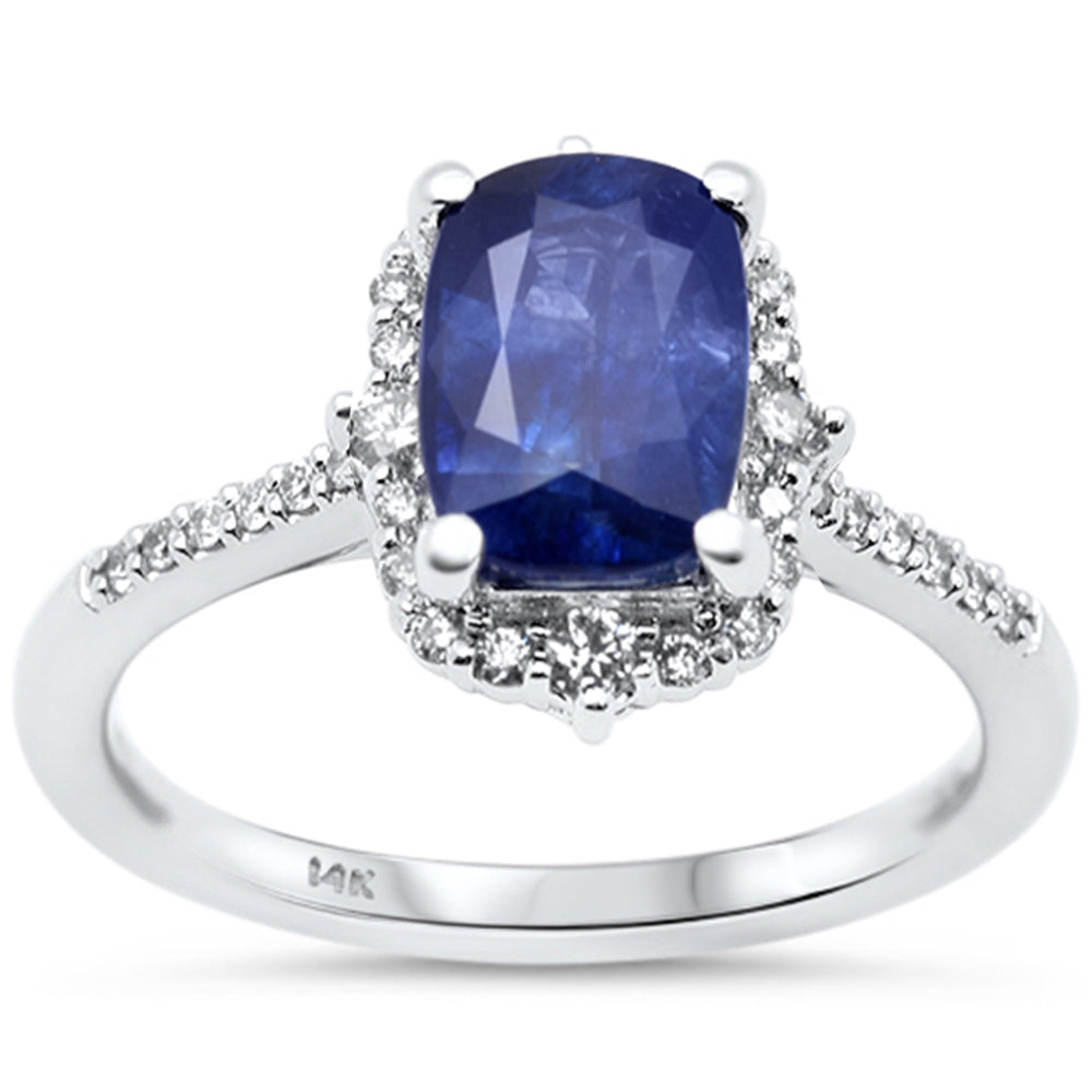 2.50ct G SI 14K White Gold Diamond & Blue Sapphire Gemstone Ring Size 6.5
