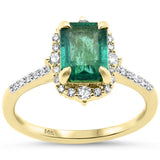 1.84ct G SI 14K Yellow Gold Diamond & Emerald Gemstone Ring Size 6.5
