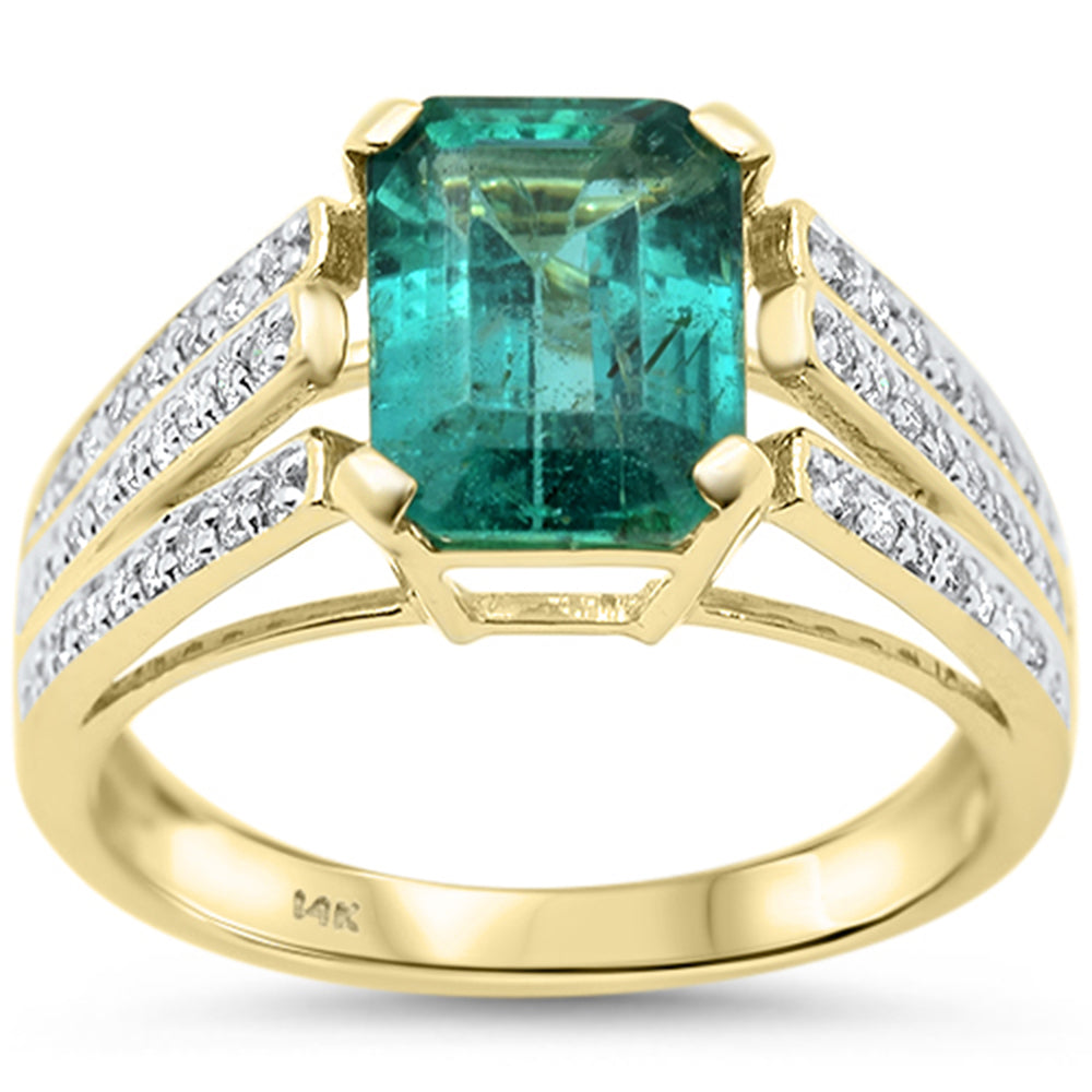 <span style="color:purple">SPECIAL!</span>2.63ct G SI 14K Yellow Gold Diamond & Emerald Gemstone Ring Size 6.5