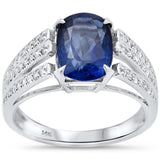 3.81ct G SI 14K White Gold Diamond & Blue Sapphire Gemstone Ring Size 6.5