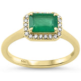 .93ct G SI 14K Yellow Gold Diamond & Emerald Gemstone Ring Size 6.5