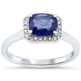 1.28ct G SI 14K White Gold Diamond & Blue Sapphire Gemstone Ring Size 6.5
