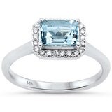 1.00ct G SI 14K White Gold Diamond & Aquamarine Gemstone Ring Size 6.5