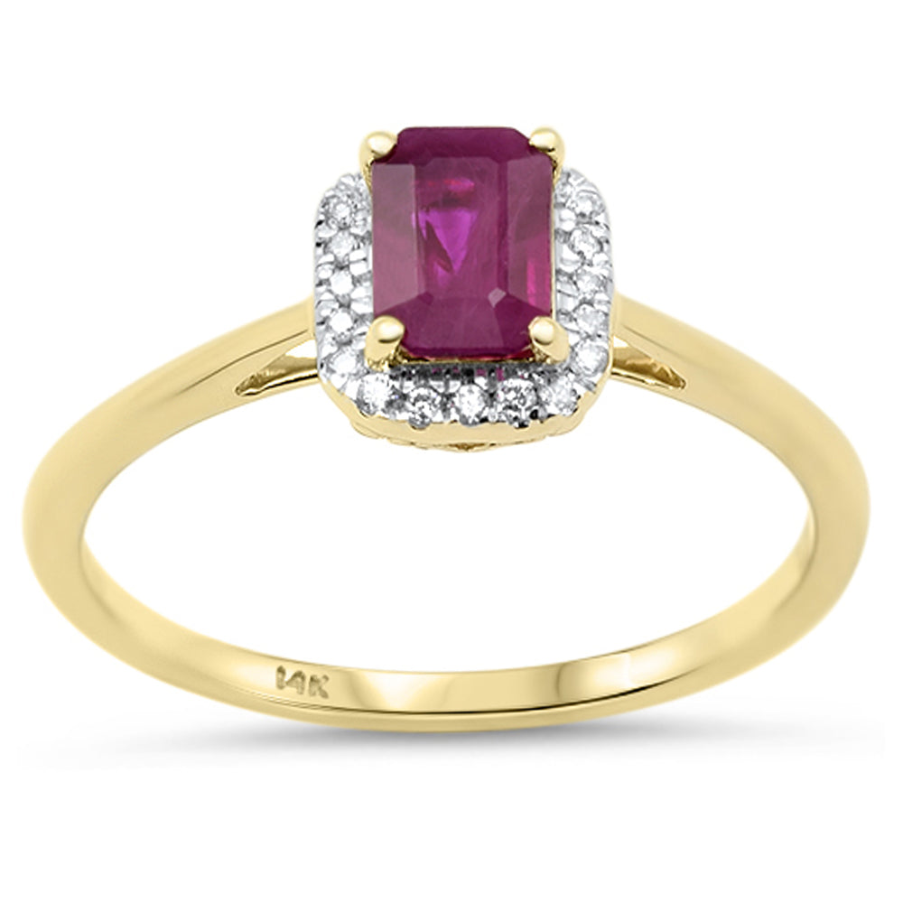 .88ct G SI 14K Yellow Gold Diamond & Ruby Gemstone Ring Size 6.5