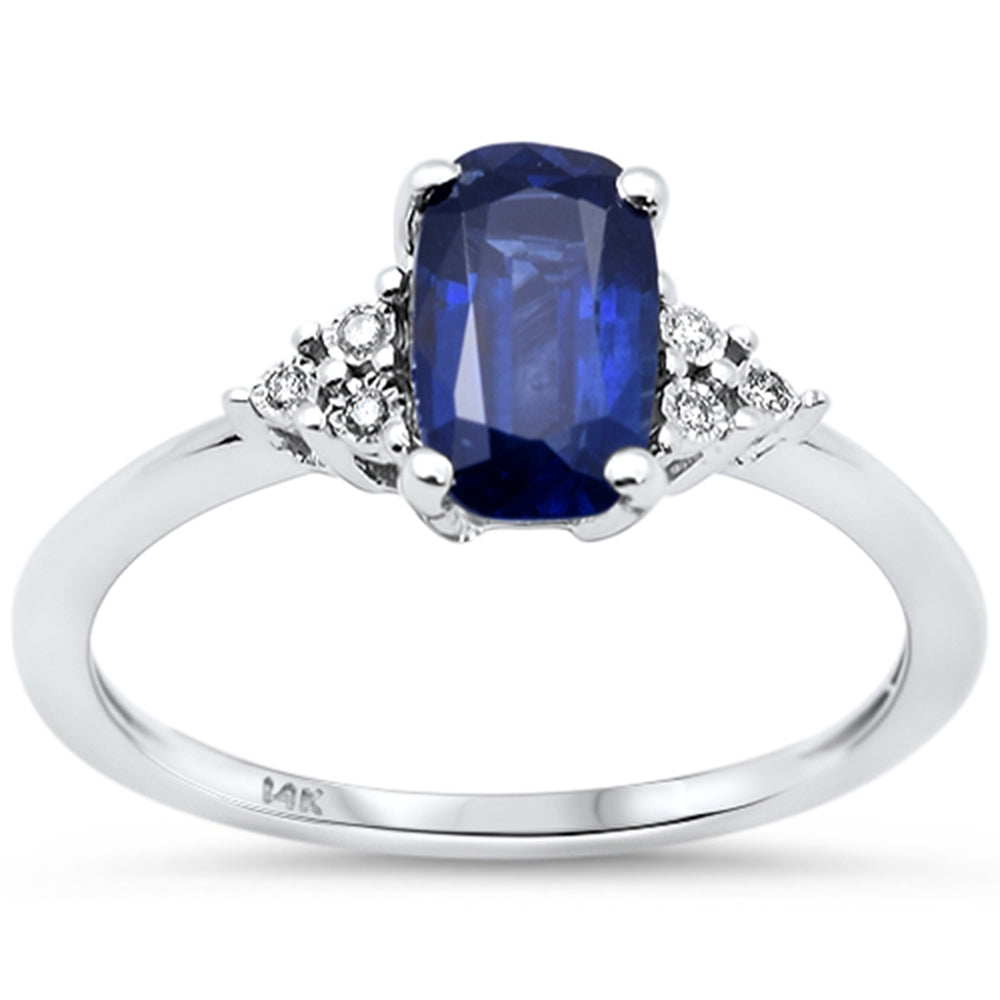 1.53ct G SI 14K White Gold Diamond & Blue Sapphire Gemstone Ring Size 6.5