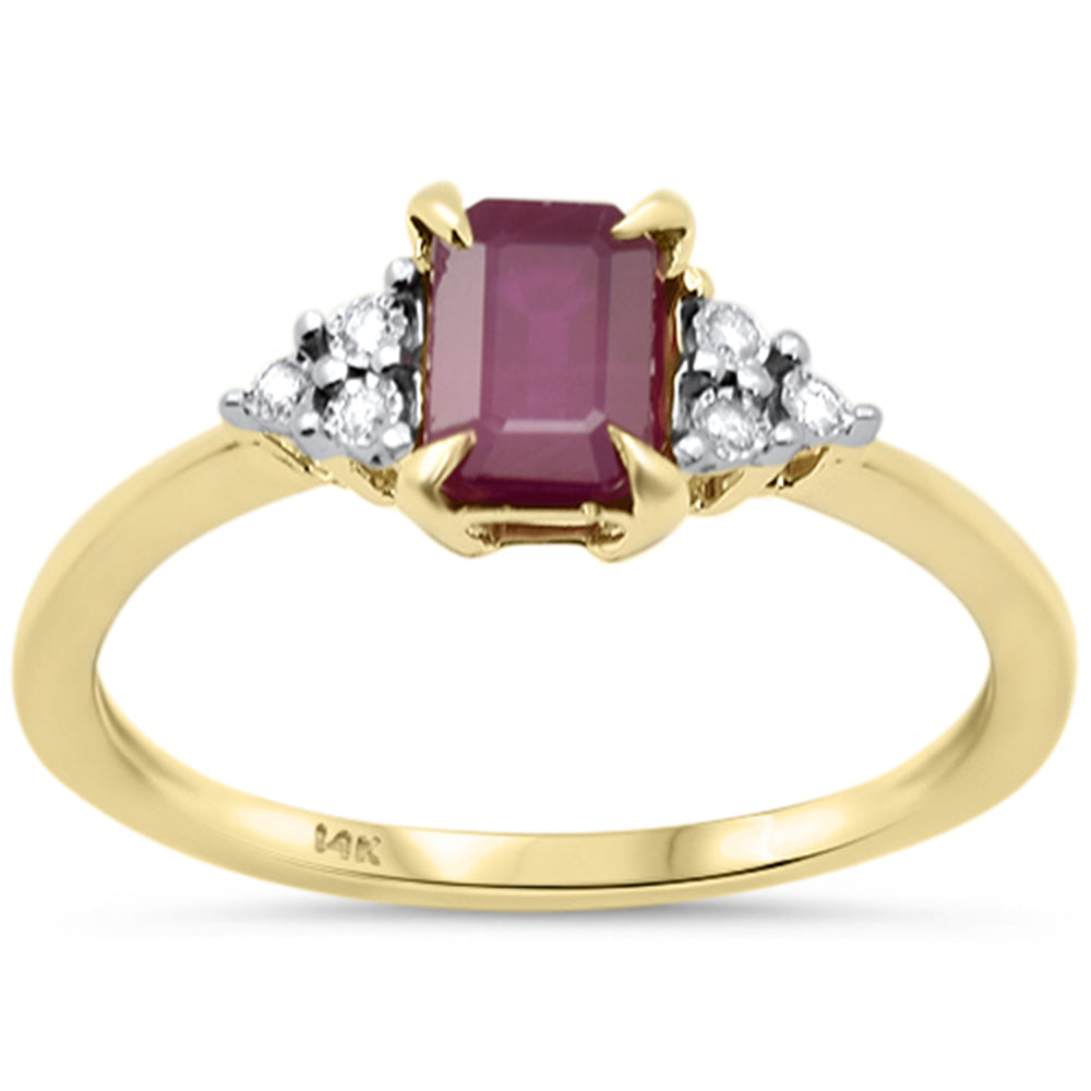.87ct G SI 14K Yellow Gold Diamond & Ruby Gemstone Ring Size 6.5