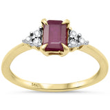 .87ct G SI 14K Yellow Gold Diamond & Ruby Gemstone Ring Size 6.5