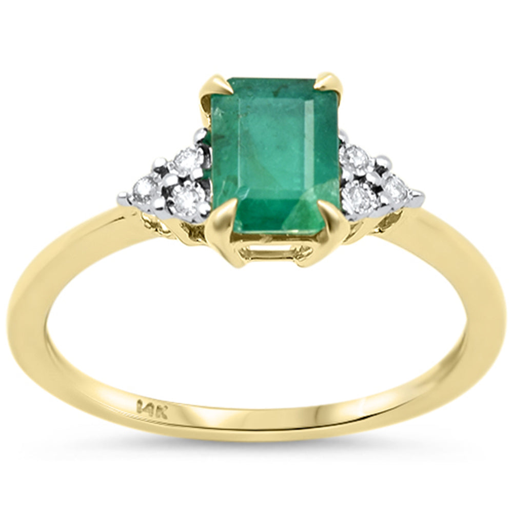 <span style="color:purple">SPECIAL!</span>.68ct G SI 14K Yellow Gold Diamond & Emerald Gemstone Ring Size 6.5
