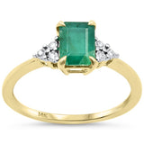 <span style="color:purple">SPECIAL!</span>.68ct G SI 14K Yellow Gold Diamond & Emerald Gemstone Ring Size 6.5