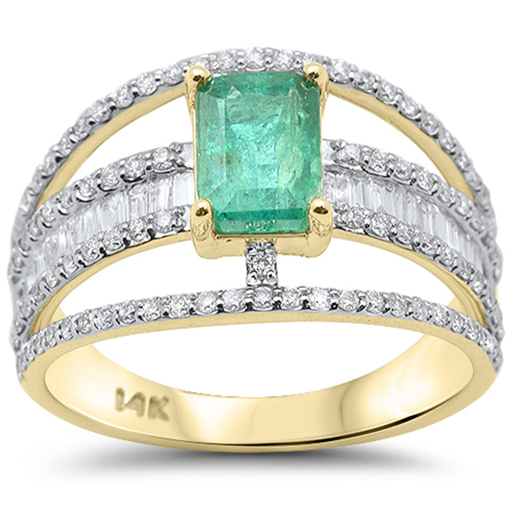 1.74ct SI 14K Yellow Gold Diamond & Emerald Gemstone Ring Size 6.5