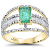 1.74ct SI 14K Yellow Gold Diamond & Emerald Gemstone Ring Size 6.5