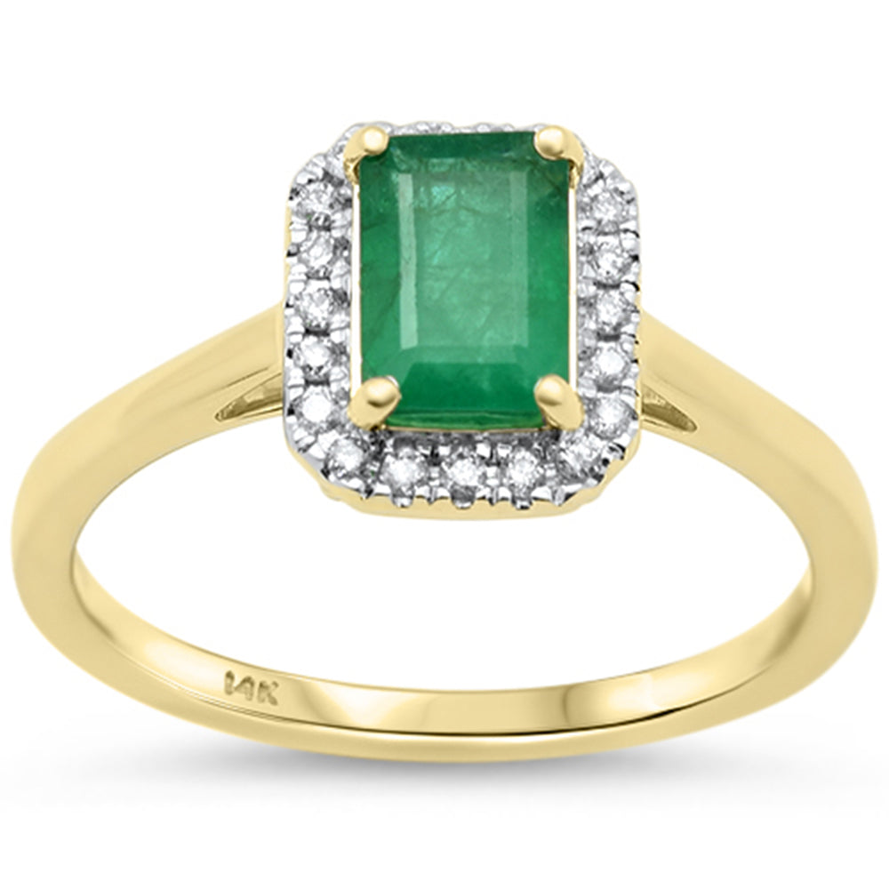 .96ct G SI 14K Yellow Gold Diamond & Emerald Gemstone Ring Size 6.5