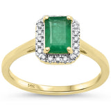 .96ct G SI 14K Yellow Gold Diamond & Emerald Gemstone Ring Size 6.5