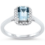 1.04ct G SI 14K White Gold Diamond & Aquamarine Gemstone Ring Size 6.5
