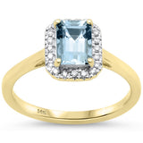 1.08ct G SI 14K Yellow Gold Aquamarine Gemstone & Diamond Ring Size 6.5