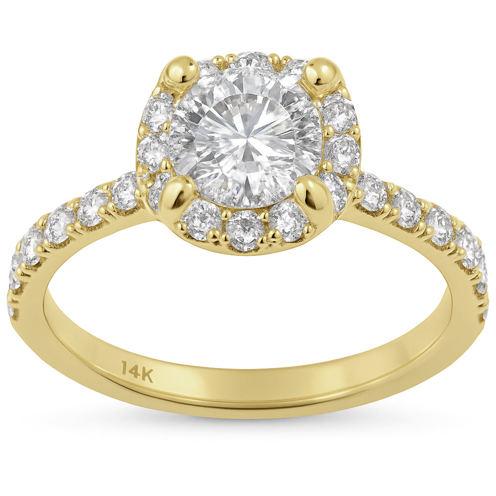 1.72ct G SI 14K Yellow Gold Diamond & Round Cut Engagement Ring Size 6.5