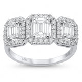 1.90ct G SI 14K White Gold Diamond & Emerald Cut Engagement Ring Size 6.5