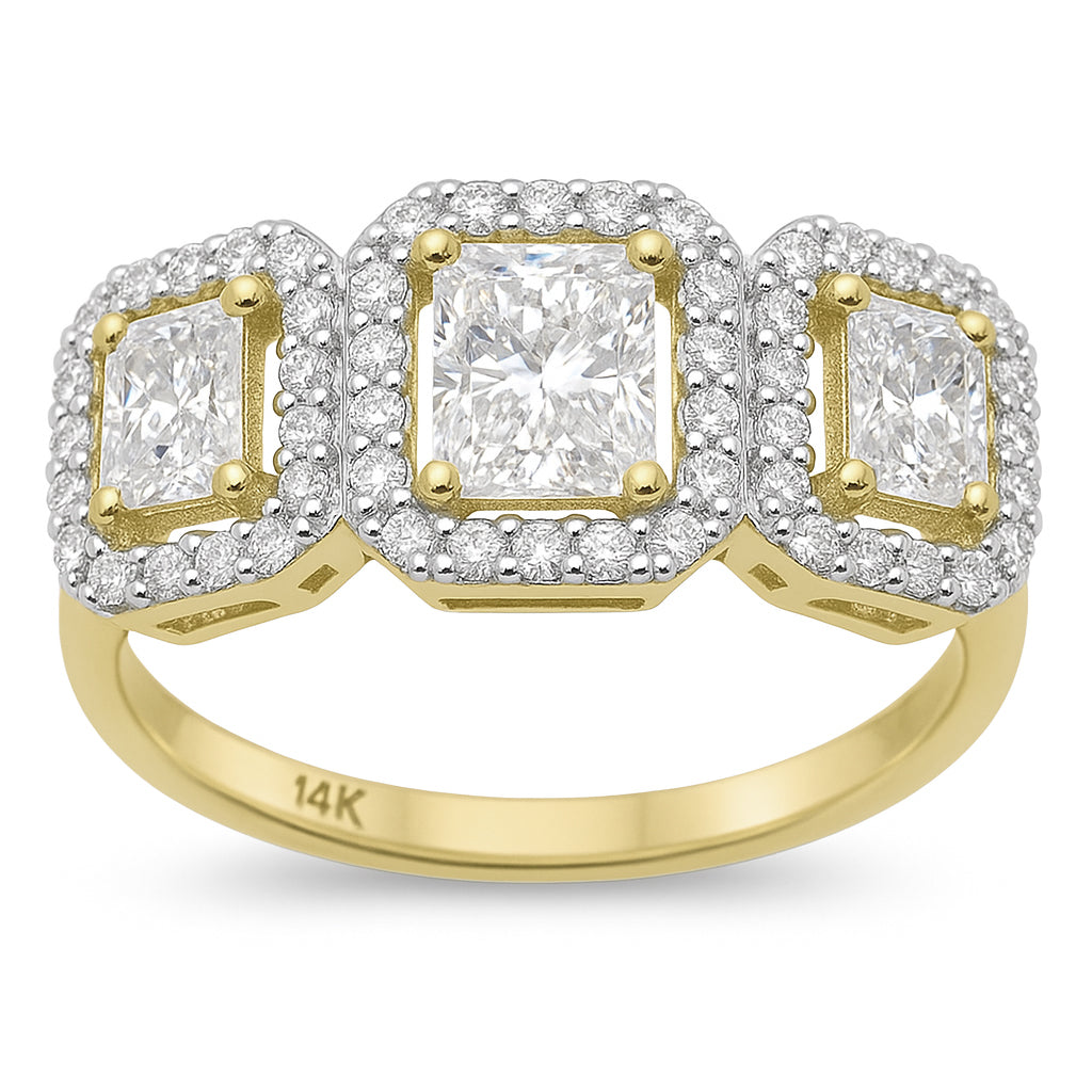 2.04ct G SI 14K Yellow Gold Diamond Radiant Cut Engagement Ring Size 6.5