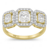 2.04ct G SI 14K Yellow Gold Diamond Radiant Cut Engagement Ring Size 6.5