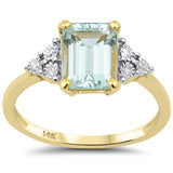 <span style="color:purple">SPECIAL!</span> 2.09ct G SI 14K Yellow Gold Diamond & Aquamarine Gemstone Ring Size 6.5