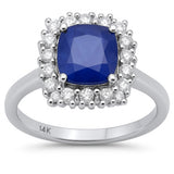 2.47ct G SI 14K White Gold Diamond & Blue Sapphire Gemstone Ring Size 6.5