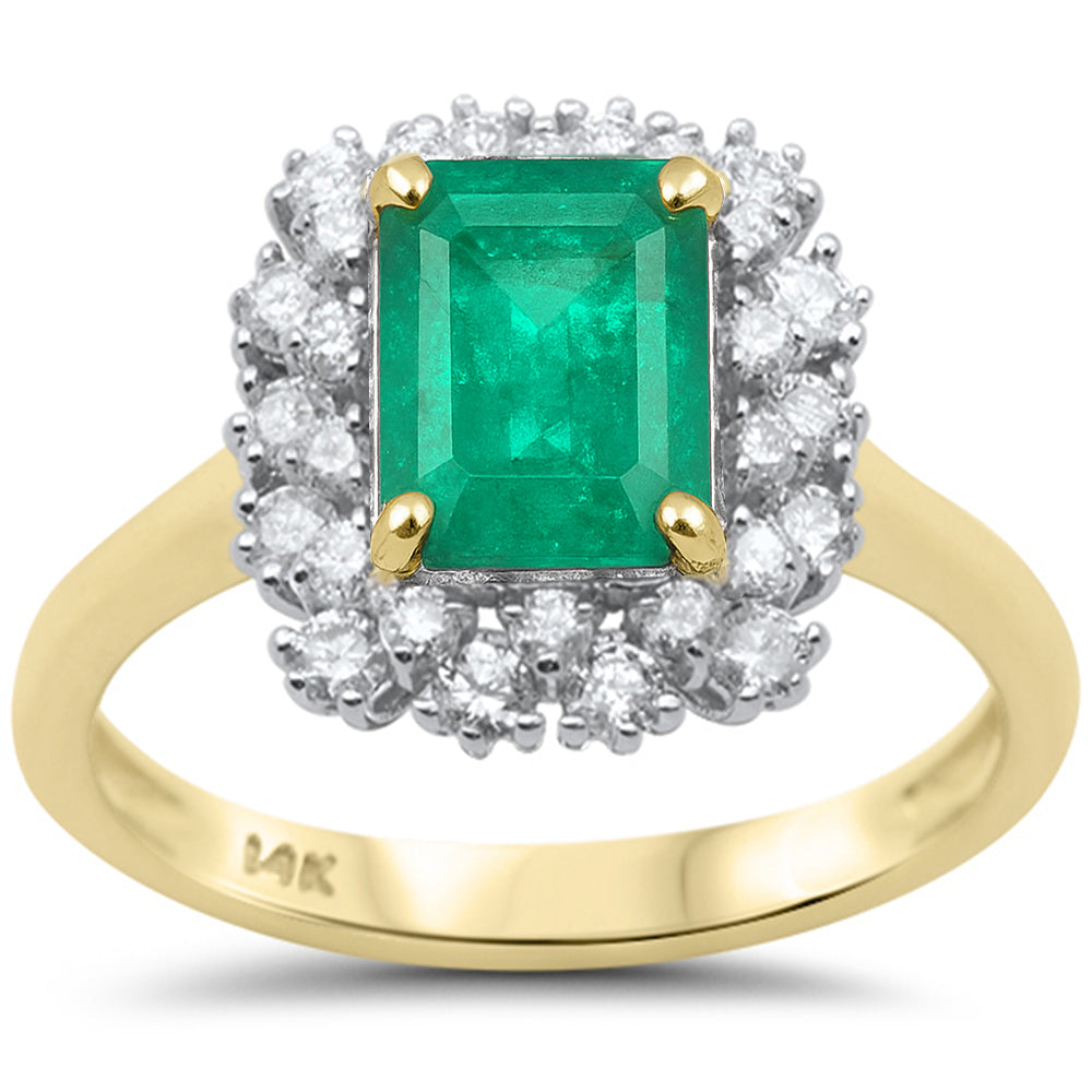 1.89ct G SI 14K Yellow Gold Diamond & Emerald Gemstone Ring Size 6.5