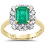 1.89ct G SI 14K Yellow Gold Diamond & Emerald Gemstone Ring Size 6.5
