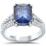 6.09ct G SI 14K White Gold Diamond & Blue Sapphire Gemstone Ring Size 6.5