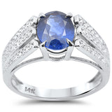 2.33ct G SI 14K White Gold Diamond & Blue Sapphire Gemstone Ring Size 6.5