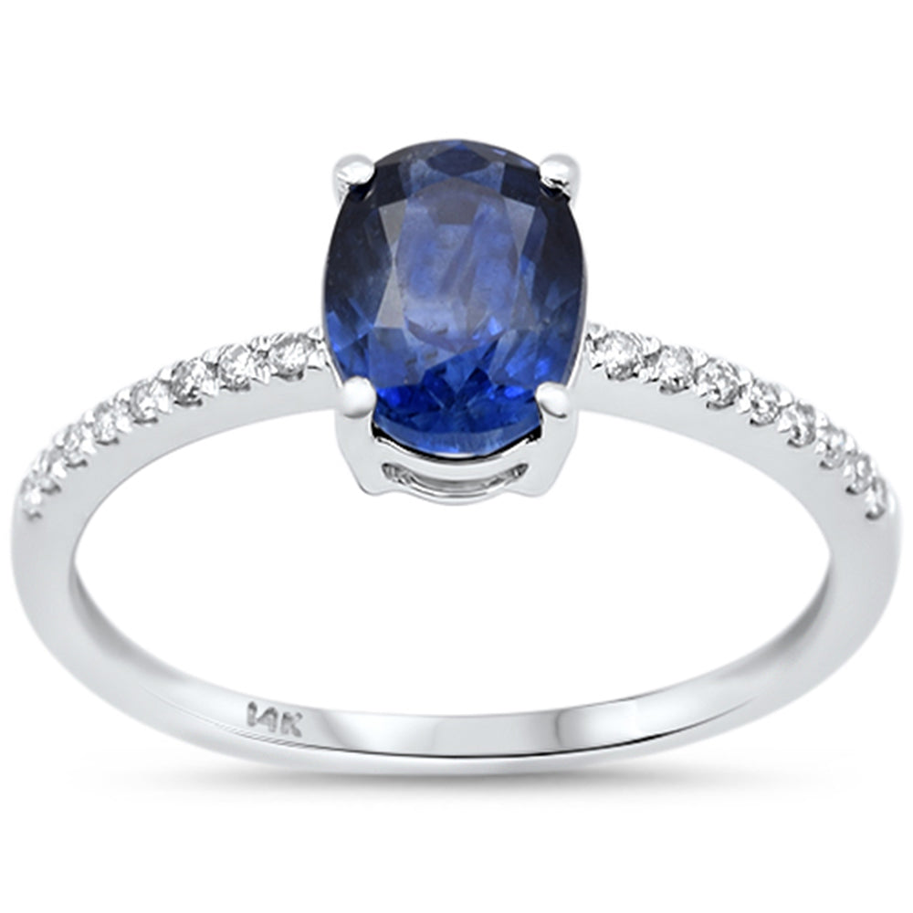 1.75ct G SI 14K White Gold Diamond & Blue Sapphire Gemstone Ring Size 6.5