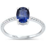 1.75ct G SI 14K White Gold Diamond & Blue Sapphire Gemstone Ring Size 6.5