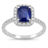 2.07ct G SI 14K White Gold Diamond & Blue Sapphire Gemstone Ring Size 6.5
