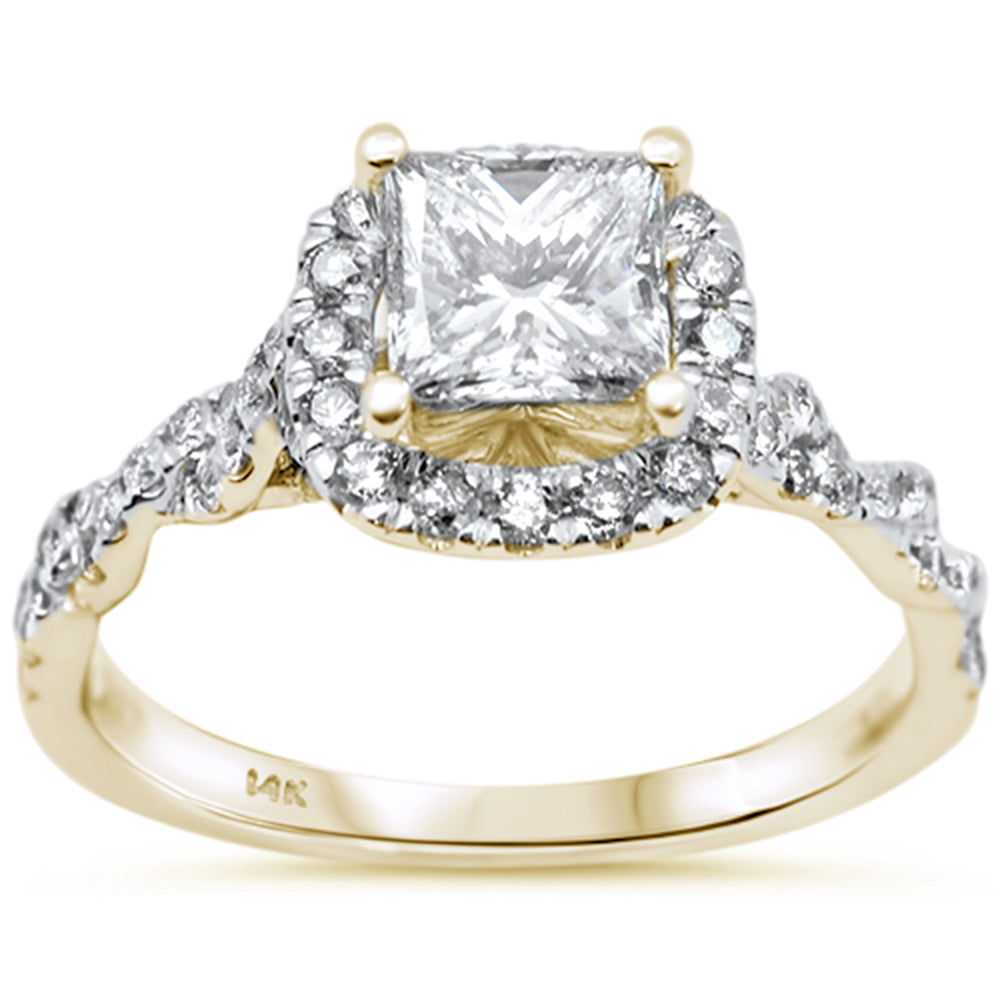 1.53ct G SI 14K Yellow Gold Diamond Princess Cut Engagement Ring Size 6.5