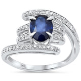 1.75ct G SI 14K White Gold Diamond & Blue Sapphire Gemstone Ring Size 6.5