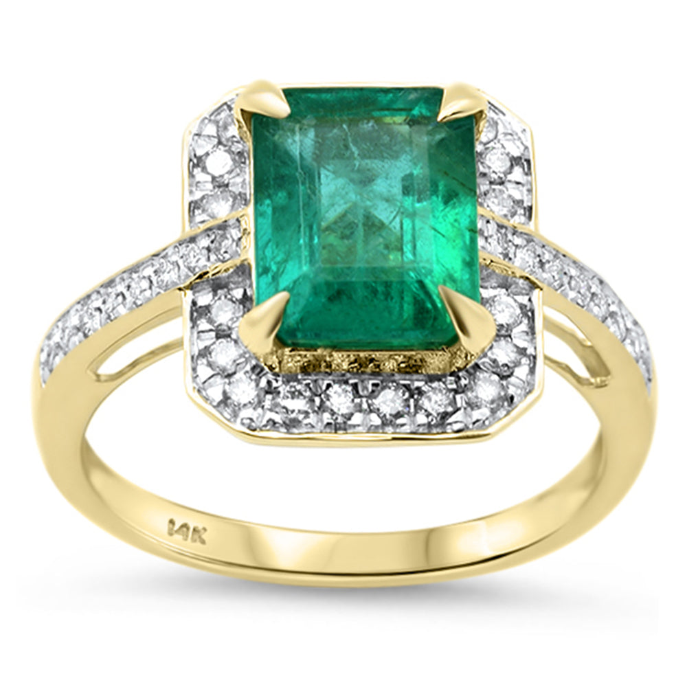 <span style="color:purple">SPECIAL!</span> 2.68ct G SI 14K Yellow Gold Diamond & Emerald Gemstone Ring Size 6.5