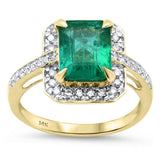 <span style="color:purple">SPECIAL!</span> 2.68ct G SI 14K Yellow Gold Diamond & Emerald Gemstone Ring Size 6.5