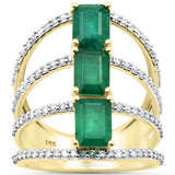 3.23ct G SI 14K Yellow Gold Diamond & Emerald Gemstone Ring Size 6.5