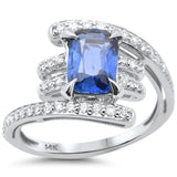 2.08ct G SI 14K White Gold Diamond & Blue Sapphire Gemstone Ring Size 6.5