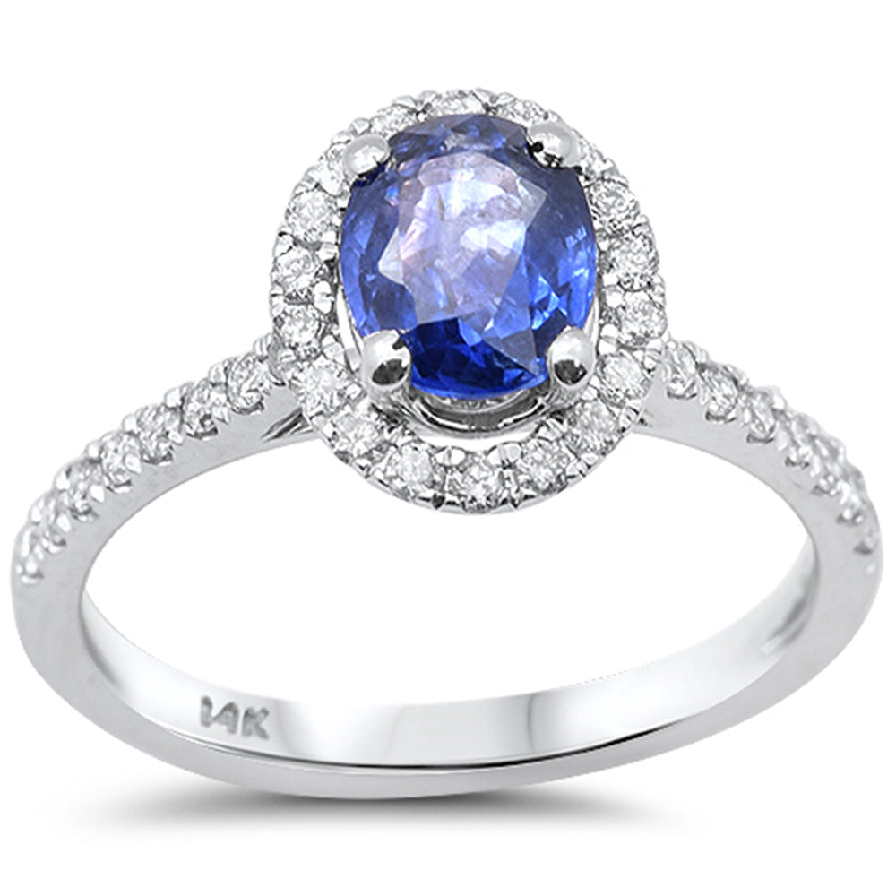 1.66ct G SI 14K White Gold Diamond & Blue Sapphire Gemstone Ring Size 6.5