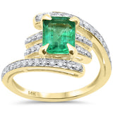 1.85ct G SI 14K Yellow Gold Diamond & Emerald Gemstone Ring Size 6.5