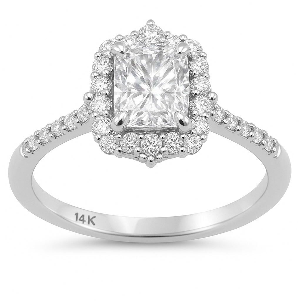 1.28ct G SI 14K White Gold Radiant Cut Solitaire Engagement Ring Size 6.5