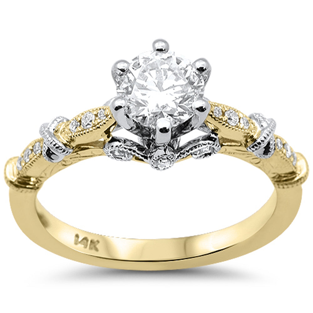 1.01ct G SI 14K Two Tone Diamond Round Diamond Engagement Ring Size 6.5