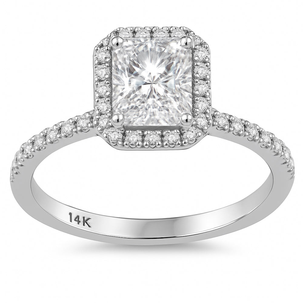 1.11ct G SI 14K White Gold Radiant Cut Diamond Engagement Ring Size 6.5