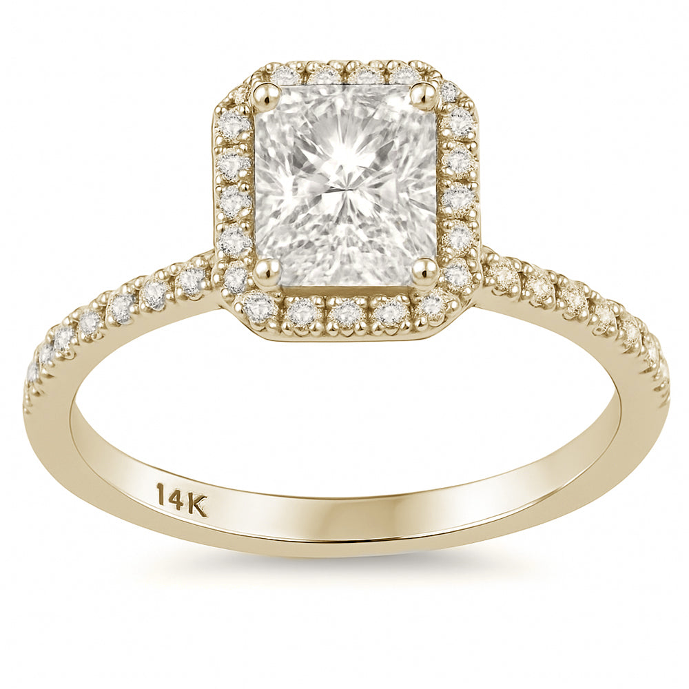 1.36ct G SI 14K Yellow Gold Radiant Cut Diamond Engagement Ring Size 6.5