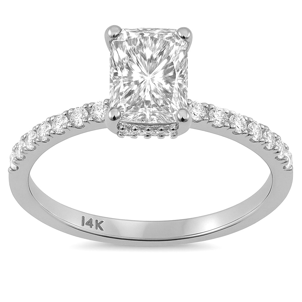 <span style="color:purple">SPECIAL!</span> 1.10ct G SI 14K White Gold Radiant Cut Diamond Solitaire Engagement Ring Size 6.5