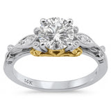 .95ct G SI 14K Two Tone Gold Round Diamond Engagement Ring Size 6.5