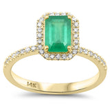 <span style="color:purple">SPECIAL!</span> 1.08ct G SI 14K Yellow Gold Diamond & Emerald Gemstone Ring Size 6.5