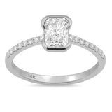 .85ct G SI 14K White Gold Diamond & Radiant Engagement Ring Size 6.5