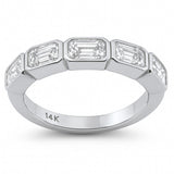 1.53ct G SI 14K White Gold Emerald Cut Diamond East West Half Eternity Ring Band Size 6.5